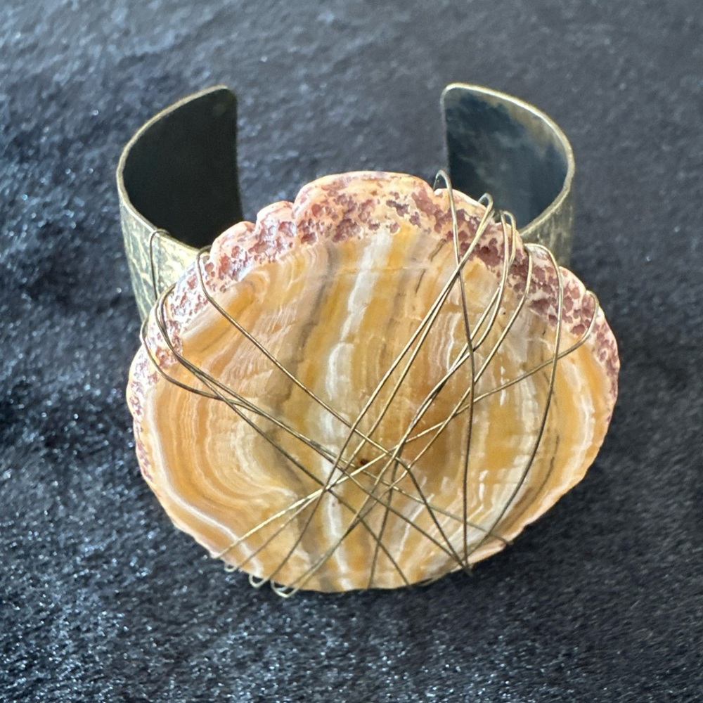Unique Wire-Wrapped Stone Cuff Bracelet